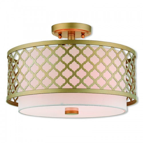 3 Light Soft Gold Ceiling Mount Semi Flush Livex