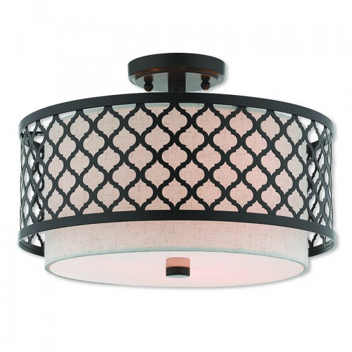 3 Light English Bronze Ceiling Mount Semi Flush Livex