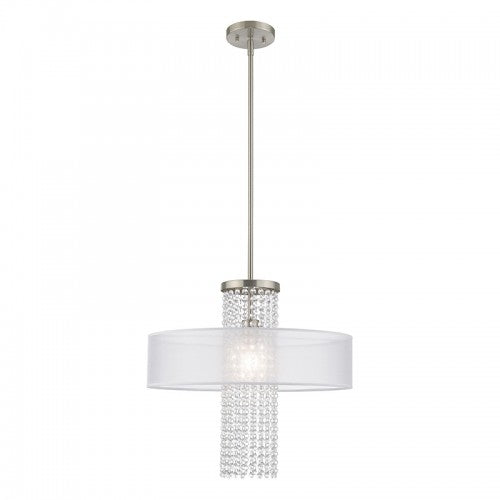 1 Light Brushed Nickel Pendant Chandelier Chandelier Livex