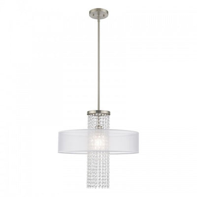 1 Light Brushed Nickel Pendant Chandelier Chandelier Livex