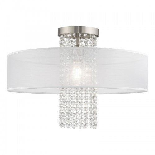 1 Light Brushed Nickel Ceiling Mount Semi Flush Livex