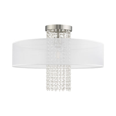 1 Light Brushed Nickel Ceiling Mount Semi Flush Livex