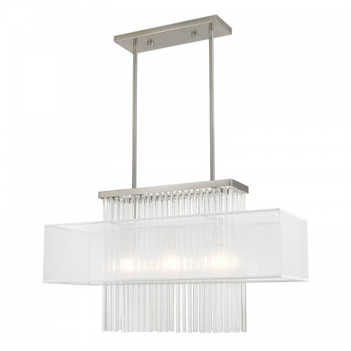 3 Light Brushed Nickel Linear Chandelier Linear Livex