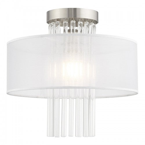 1 Light Brushed Nickel Ceiling Mount Semi Flush Livex