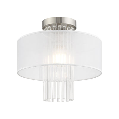 1 Light Brushed Nickel Ceiling Mount Semi Flush Livex