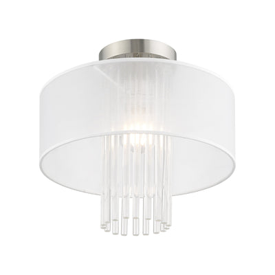 1 Light Brushed Nickel Ceiling Mount Semi Flush Livex