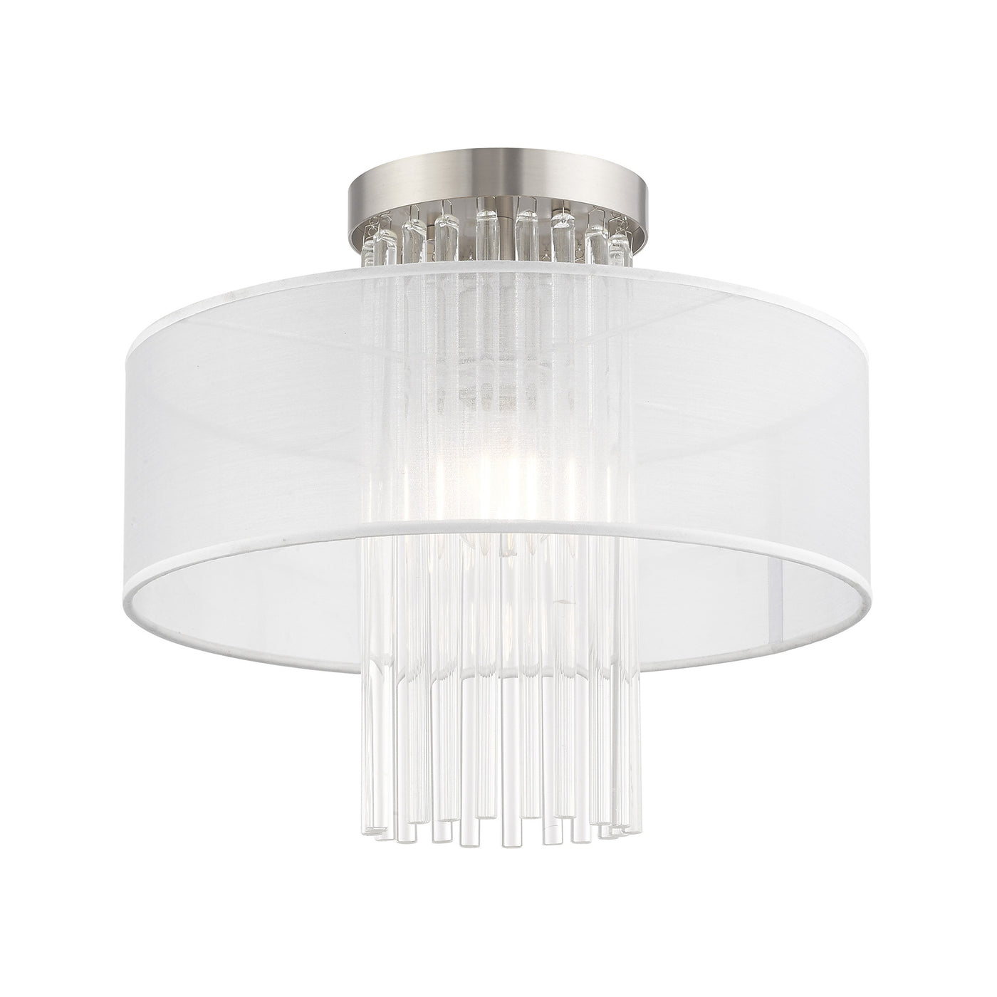 1 Light Brushed Nickel Ceiling Mount Semi Flush Livex