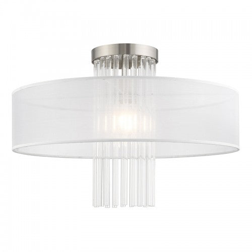 1 Light Brushed Nickel Ceiling Mount Semi Flush Livex