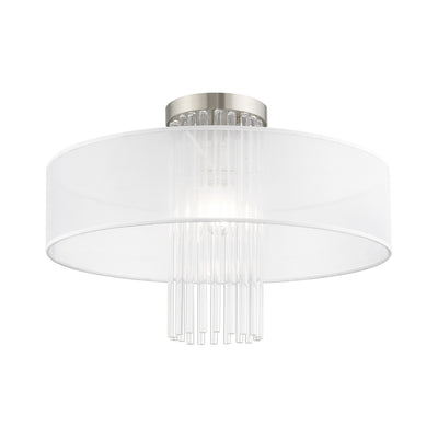 1 Light Brushed Nickel Ceiling Mount Semi Flush Livex