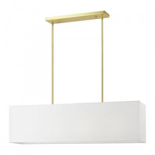 4 Light Satin Brass Linear Chandelier Linear Livex