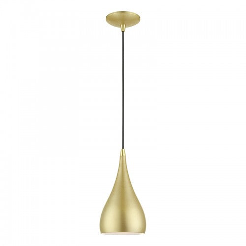 1 Light Soft Gold with Polished Brass Accents Mini Pendant Pendant Livex