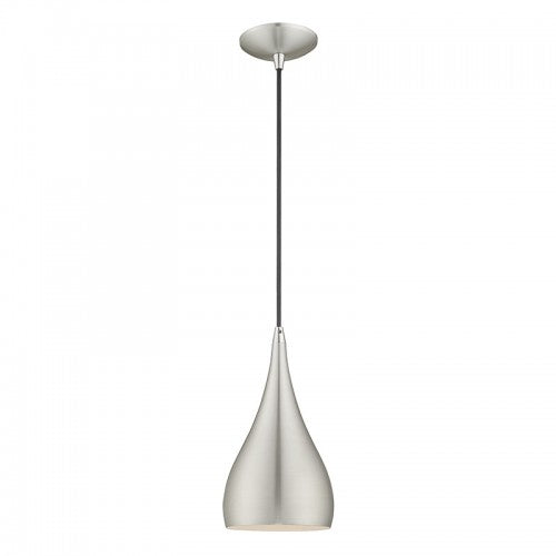 1 Light Brushed Aluminum Single Pendant Pendant Livex