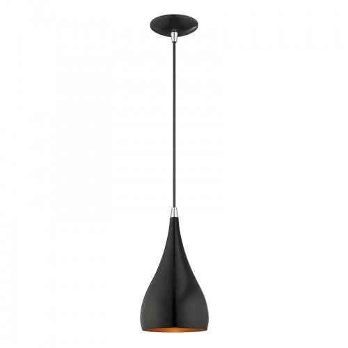 1 Light Shiny Black Single Pendant Pendant Livex