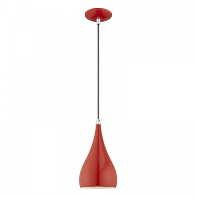 1 Light Shiny Red Single Pendant Pendant Livex