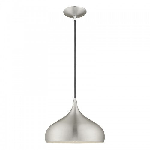 1 Light Brushed Aluminum Single Pendant Pendant Livex