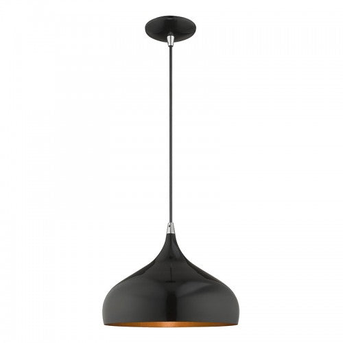 1 Light Shiny Black Single Pendant Pendant Livex