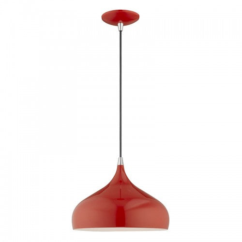 1 Light Shiny Red Single Pendant Pendant Livex