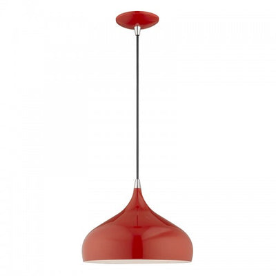 1 Light Shiny Red Single Pendant Pendant Livex