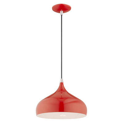 1 Light Shiny Red Single Pendant Pendant Livex