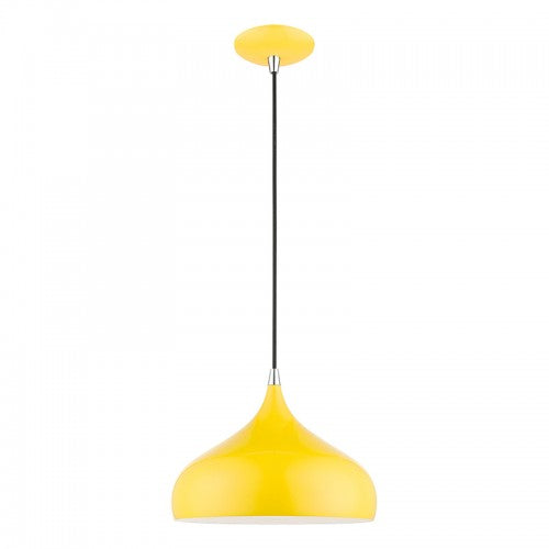 1 Light Shiny Yellow with Polished Chrome Accents Pendant Pendant Livex