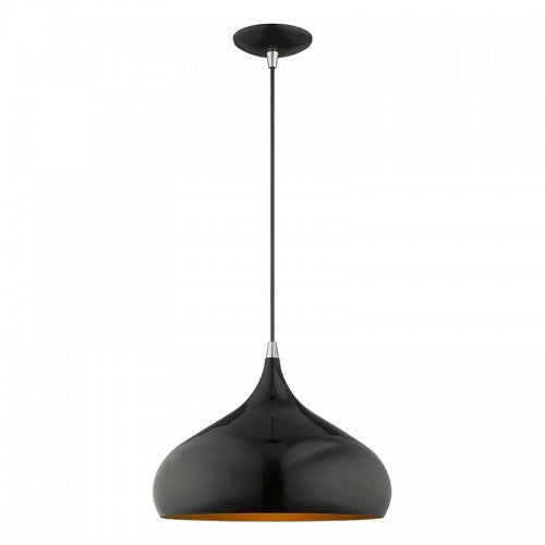 1 Light Shiny Black Single Pendant Pendant Livex