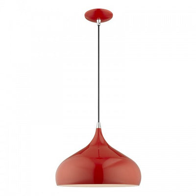 1 Light Shiny Red Single Pendant Pendant Livex