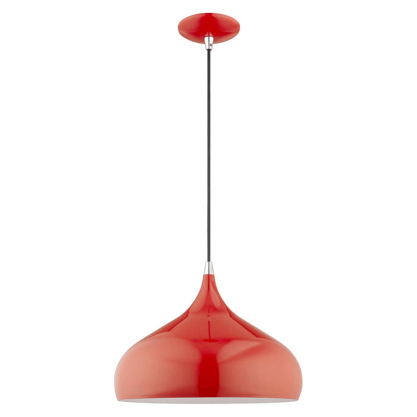 1 Light Shiny Red Single Pendant Pendant Livex