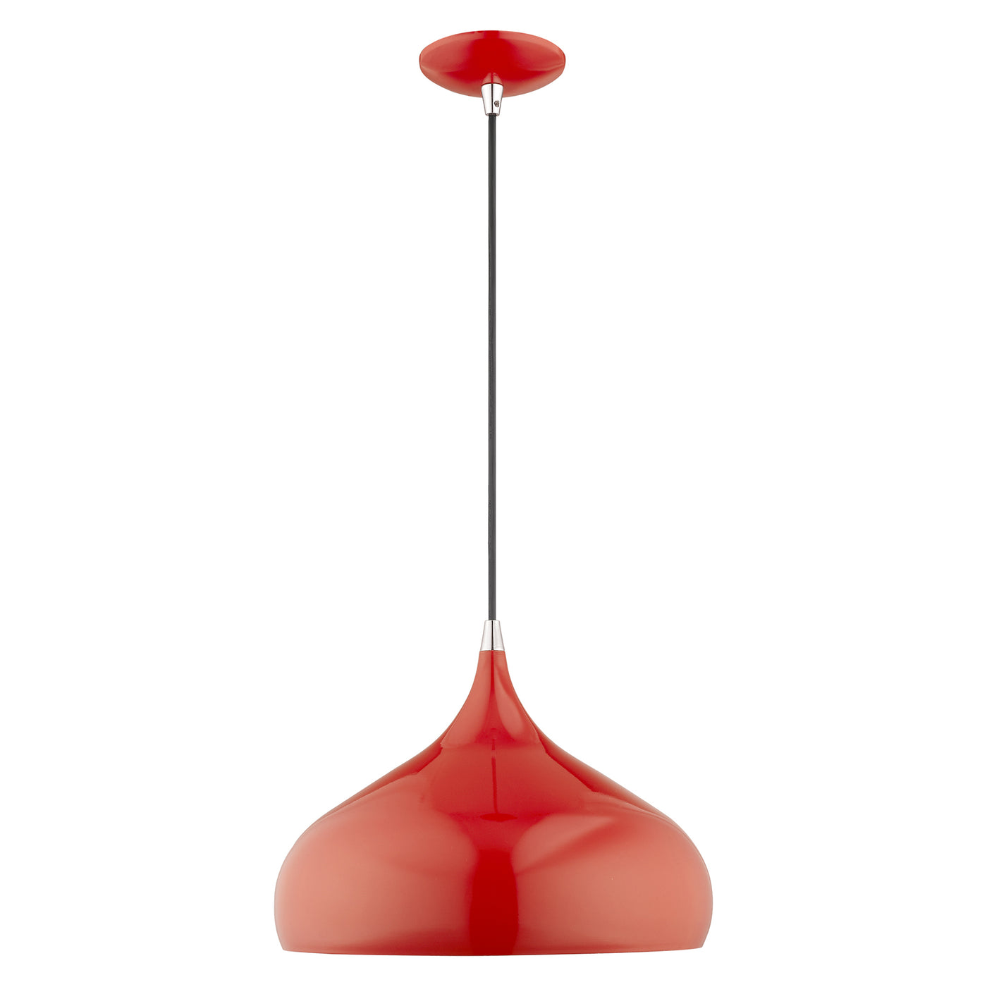 1 Light Shiny Red Single Pendant Pendant Livex