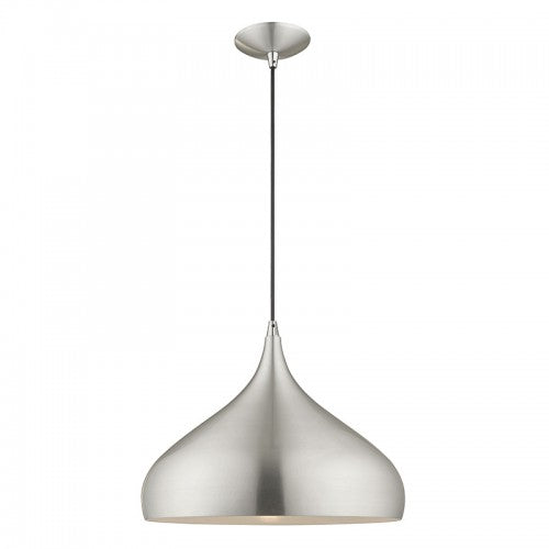 1 Light Brushed Aluminum Single Pendant Pendant Livex