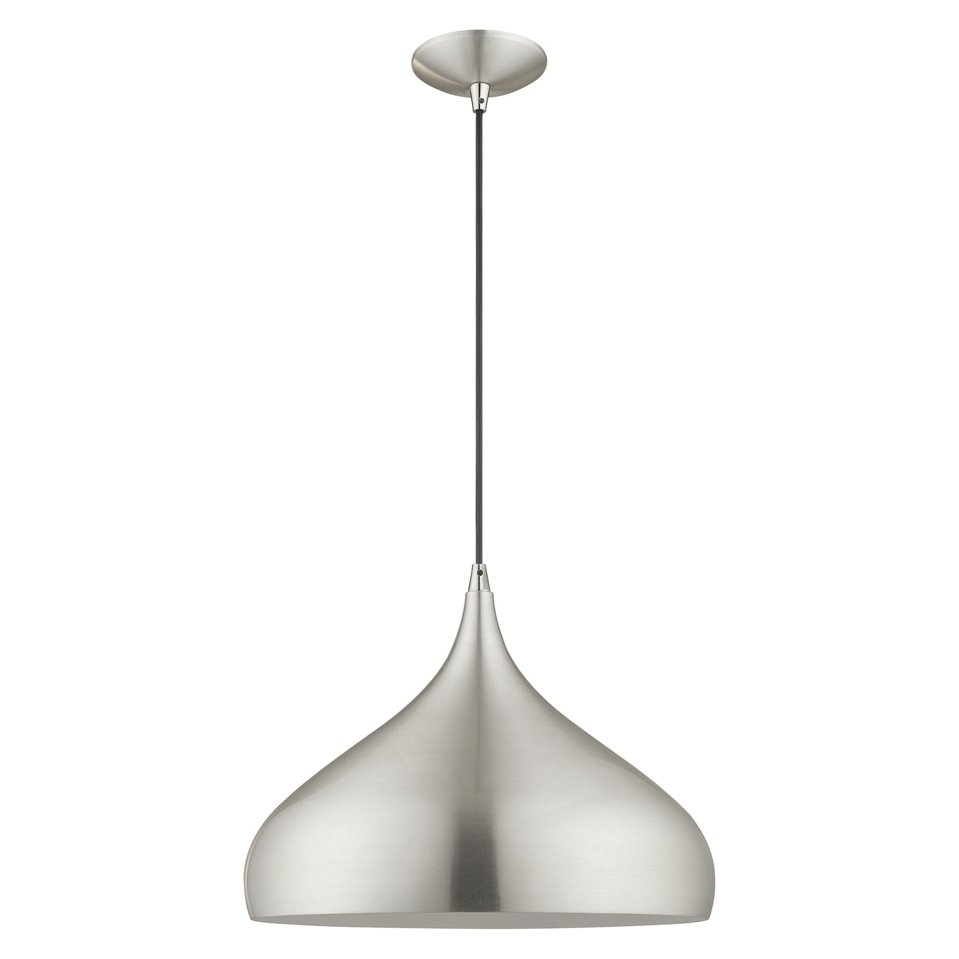 1 Light Brushed Aluminum Single Pendant Pendant Livex