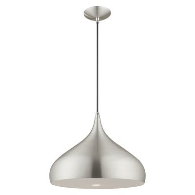 1 Light Brushed Aluminum Single Pendant Pendant Livex