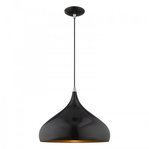 1 Light Shiny Black Single Pendant Pendant Livex