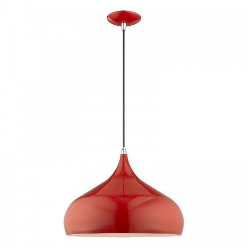 1 Light Shiny Red Single Pendant Pendant Livex