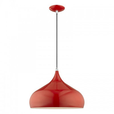 1 Light Shiny Red Single Pendant Pendant Livex