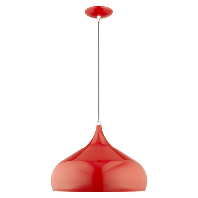 1 Light Shiny Red Single Pendant Pendant Livex