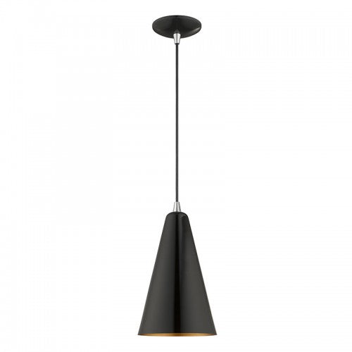 1 Light Shiny Black Single Pendant Pendant Livex