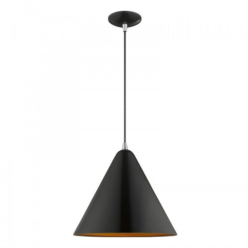 1 Light Shiny Black Single Pendant Pendant Livex