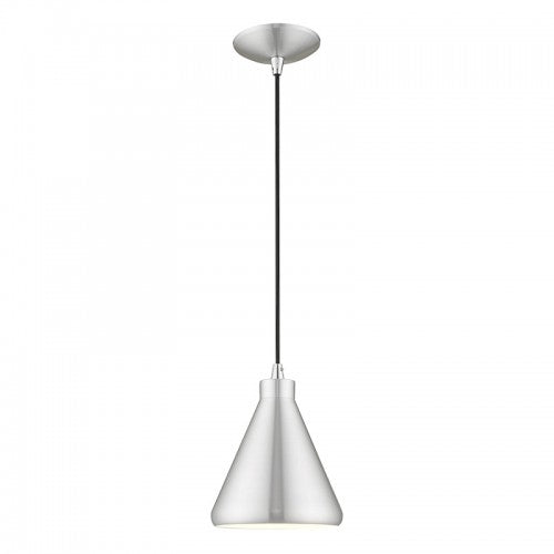 1 Light Brushed Aluminum Single Pendant Pendant Livex