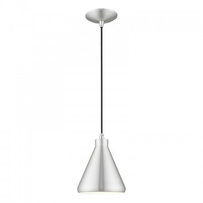 1 Light Brushed Aluminum Single Pendant Pendant Livex