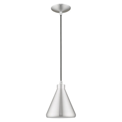 1 Light Brushed Aluminum Single Pendant Pendant Livex