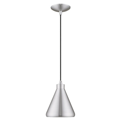 1 Light Brushed Aluminum Single Pendant Pendant Livex