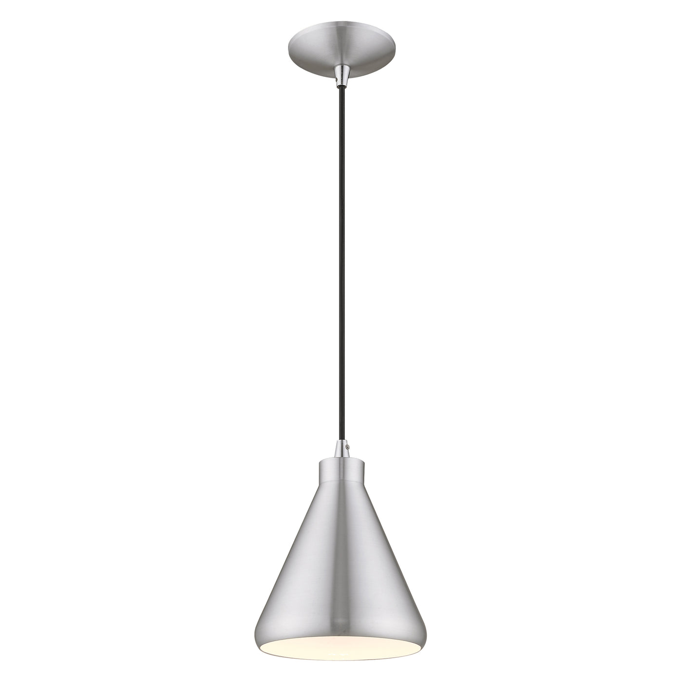 1 Light Brushed Aluminum Single Pendant Pendant Livex