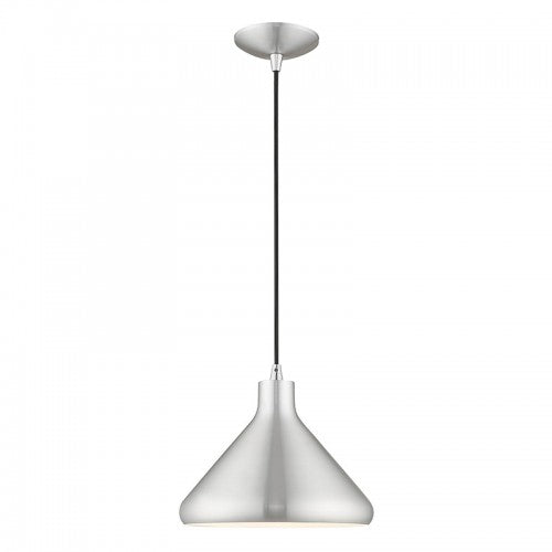 1 Light Brushed Aluminum Single Pendant Pendant Livex