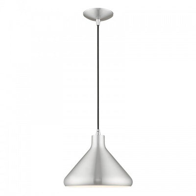 1 Light Brushed Aluminum Single Pendant Pendant Livex