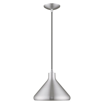 1 Light Brushed Aluminum Single Pendant Pendant Livex