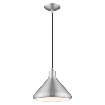 1 Light Brushed Aluminum Single Pendant Pendant Livex