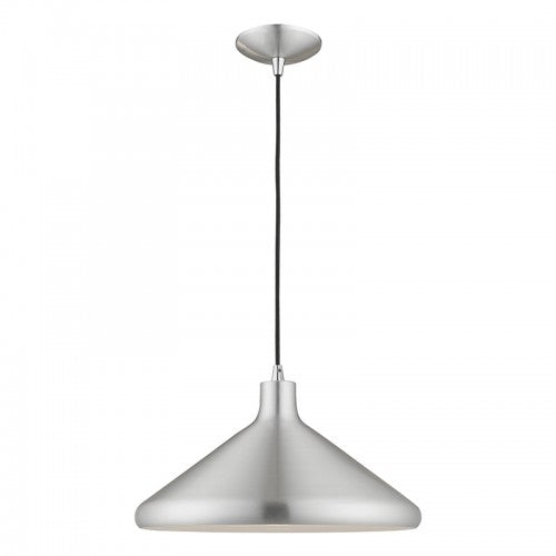 1 Light Brushed Aluminum Single Pendant Pendant Livex