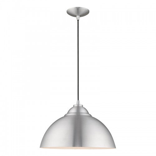 1 Light Brushed Aluminum Single Pendant Pendant Livex