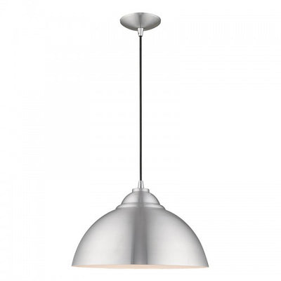 1 Light Brushed Aluminum Single Pendant Pendant Livex