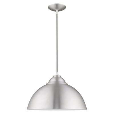 1 Light Brushed Aluminum Single Pendant Pendant Livex